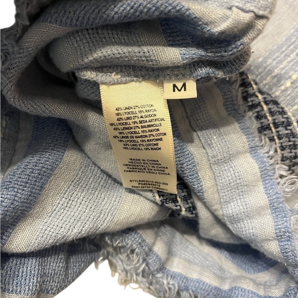 Anthropologie Cloth and Stone Linen Bella Dahl 3/4 sleeve Frayed Hem Top Sz M - Picture 8 of 9